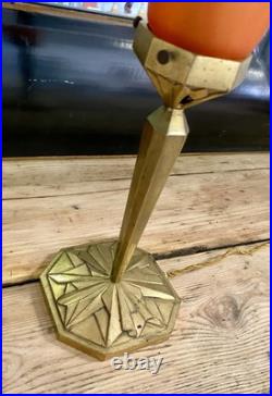ART DECO lampe Pied bronze Globe Pâte De Verre H38cm