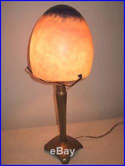 ART DECO old shell-lamp ancienne lampe obus art déco pâte de verre signée