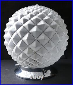 ART DECO plafonnier / lampe métal chromé globe verre pressé Era Muller