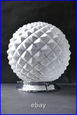 ART DECO plafonnier / lampe métal chromé globe verre pressé Era Muller