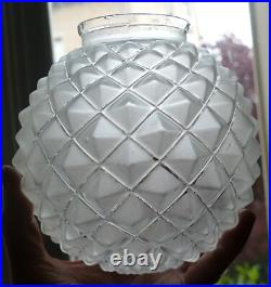 ART DECO plafonnier / lampe métal chromé globe verre pressé Era Muller