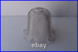 Abat-jour Lampe Art Déco Verre Clair Motif Chevron Herringbone Bell 4.5