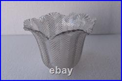 Abat-jour Lampe Art Déco Verre Clair Motif Chevron Herringbone Bell 4.5
