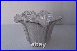 Abat-jour Lampe Art Déco Verre Clair Motif Chevron Herringbone Bell 4.5