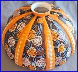 Abat-jour lampe champignon ou lustre art déco en opaline décor polychrome ROSES