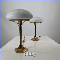 Ancien Art Deco Laiton Milk Glass Shad Eclairage Lampe De Table Lampadaire