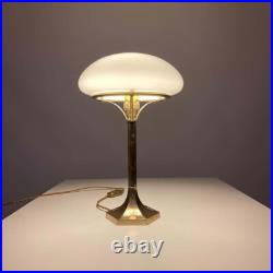 Ancien Art Deco Laiton Milk Glass Shad Eclairage Lampe De Table Lampadaire