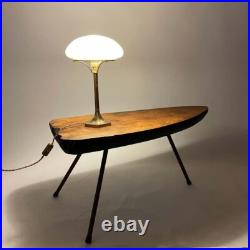 Ancien Art Deco Laiton Milk Glass Shad Eclairage Lampe De Table Lampadaire