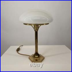 Ancien Art Deco Laiton Milk Glass Shad Eclairage Lampe De Table Lampadaire