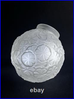 Ancien Globe En Verre Satiné Art Déco Lampe Tulipe Suspension Lustre Les Hanots