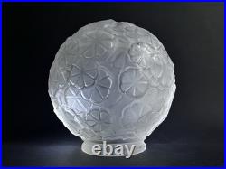 Ancien Globe En Verre Satiné Art Déco Lampe Tulipe Suspension Lustre Les Hanots
