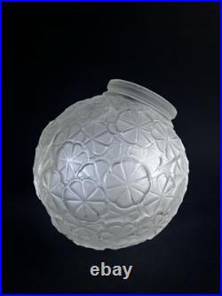 Ancien Globe En Verre Satiné Art Déco Lampe Tulipe Suspension Lustre Les Hanots
