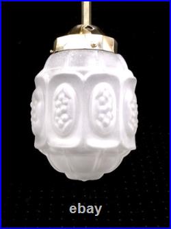 Ancien Globe Suspension Verre Depoli Lustre Plafonnier Art Deco Lampe Lamp