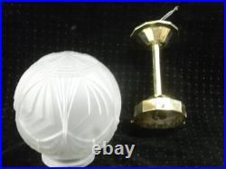 Ancien Globe Suspension Verre Depoli Lustre Plafonnier Art Deco Lampe Lamp