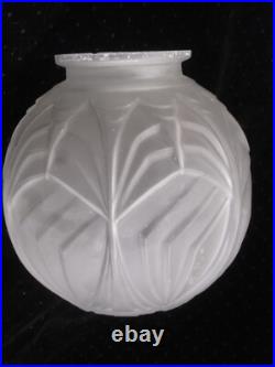 Ancien Globe Suspension Verre Depoli Lustre Plafonnier Art Deco Lampe Lamp