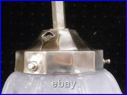 Ancien Globe Suspension Verre Depoli Lustre Plafonnier Art Deco Lampe Lamp