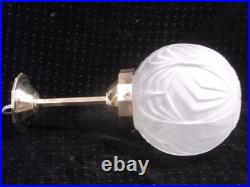 Ancien Globe Suspension Verre Depoli Lustre Plafonnier Art Deco Lampe Lamp