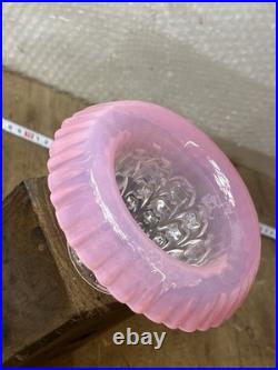 Ancien Globe verre Très Rare Tulipe abat jour art déco Marbré Lampe Lustre Réf18