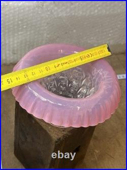 Ancien Globe verre Très Rare Tulipe abat jour art déco Marbré Lampe Lustre Réf18