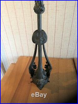 Ancien Grand Pied de Lampe Art Déco Fer Forgé 77 cm Luminaire Globe Tulipe