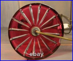 Ancien Lampe de Table VAL SAINT LAMBERT Art Déco en Cristal Taillé Rouge Doublé