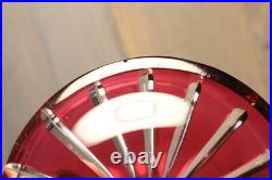 Ancien Lampe de Table VAL SAINT LAMBERT Art Déco en Cristal Taillé Rouge Doublé