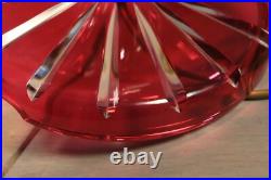 Ancien Lampe de Table VAL SAINT LAMBERT Art Déco en Cristal Taillé Rouge Doublé