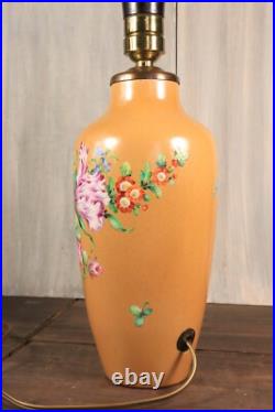 Ancien Lampe en Porcelaine de LIMOGES Vase Peint à la Main Art Déco Fleurs Signé