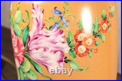 Ancien Lampe en Porcelaine de LIMOGES Vase Peint à la Main Art Déco Fleurs Signé