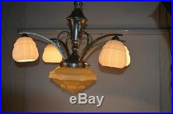 Ancien Lustre Art Deco Année 50 60 70 Plafonnier Lampe