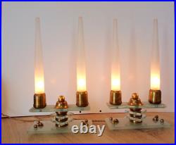 Ancien Paire de Lampe Chandelier de Table Moderniste DLG ADNET Art Déco Verre