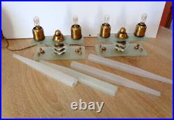 Ancien Paire de Lampe Chandelier de Table Moderniste DLG ADNET Art Déco Verre