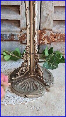 Ancien Pied De Lampe Maynadier Bronze Decor Florale Art Nouveau