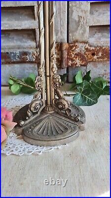 Ancien Pied De Lampe Maynadier Bronze Decor Florale Art Nouveau