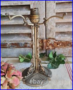 Ancien Pied De Lampe Maynadier Bronze Decor Florale Art Nouveau