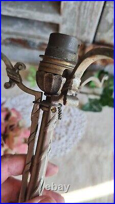 Ancien Pied De Lampe Maynadier Bronze Decor Florale Art Nouveau