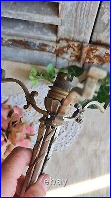 Ancien Pied De Lampe Maynadier Bronze Decor Florale Art Nouveau