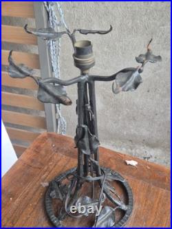 Ancien Pied De lampe en fer forgé, art deco