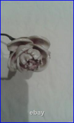 Ancien Pied Support De Lampe Art Deco Decor Angelot Regule Et Rose Porcelaine