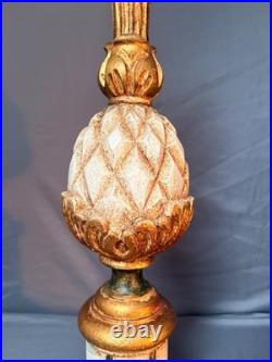 Ancien Pied de Lampe Ananas Vintage Art Déco en Bois & Doré