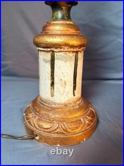 Ancien Pied de Lampe Ananas Vintage Art Déco en Bois & Doré