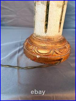 Ancien Pied de Lampe Ananas Vintage Art Déco en Bois & Doré