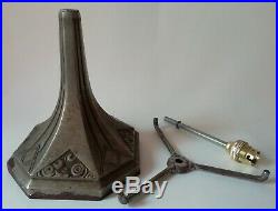 Ancien Pied de Lampe Art Déco en fer métal nickelé à restaurer en état Grenier