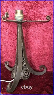 Ancien Pied de Lampe Tripode en Fer Forgé, Art déco
