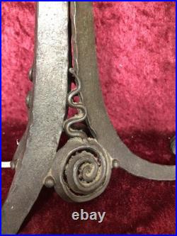 Ancien Pied de Lampe Tripode en Fer Forgé, Art déco