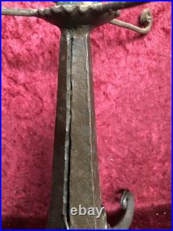 Ancien Pied de Lampe Tripode en Fer Forgé, Art déco