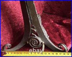 Ancien Pied de Lampe Tripode en Fer Forgé, Art déco