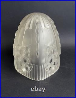 Ancien globe tulipe lampe a poser verre moulé pressé art deco GEORGES LELEU 1930
