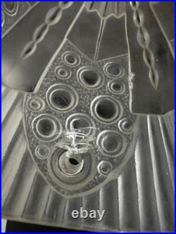 Ancien globe tulipe lampe a poser verre moulé pressé art deco GEORGES LELEU 1930