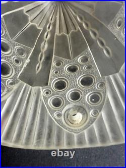 Ancien globe tulipe lampe a poser verre moulé pressé art deco GEORGES LELEU 1930